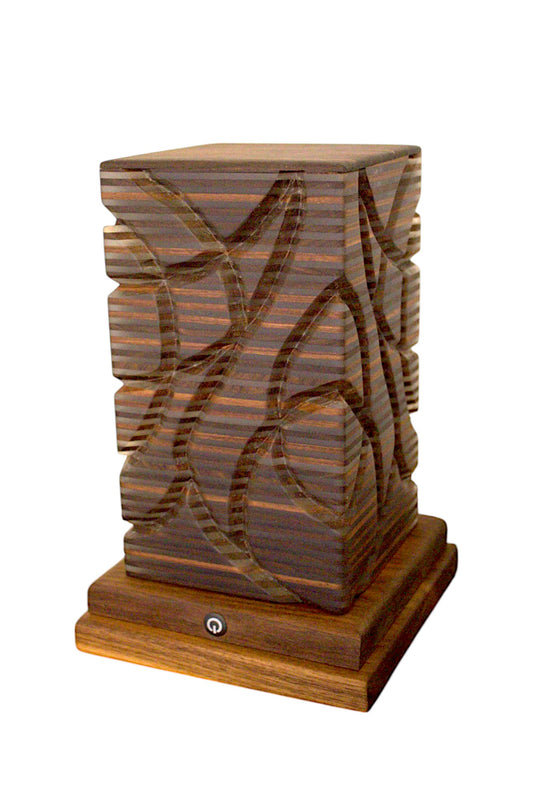 Sculpted Acrylic and Wood Table Lamp